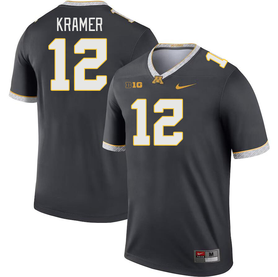 Men #12 Cole Kramer Minnesota Golden Gophers College Football Jerseys Stitched-Charcoal